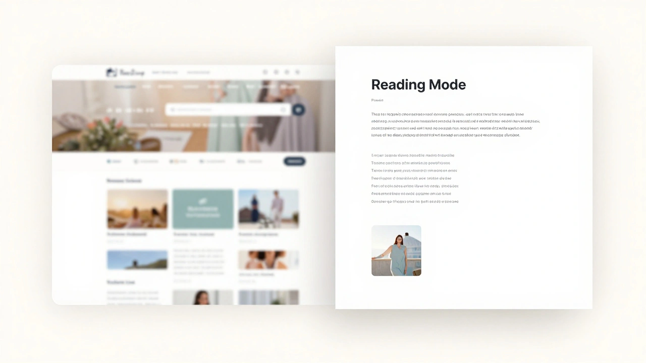 Visual transition from a cluttered webpage to a clean, focused reading mode