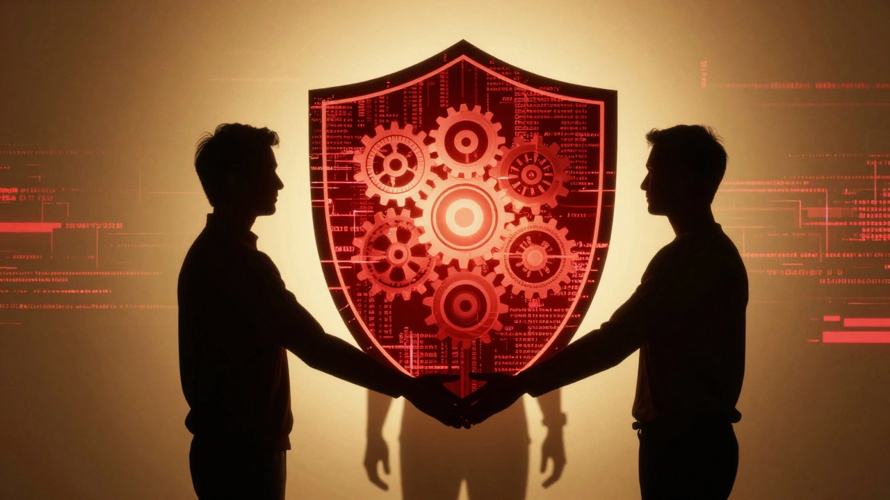 Abstract art of editors forming a shield against algorithmic bias via consensus