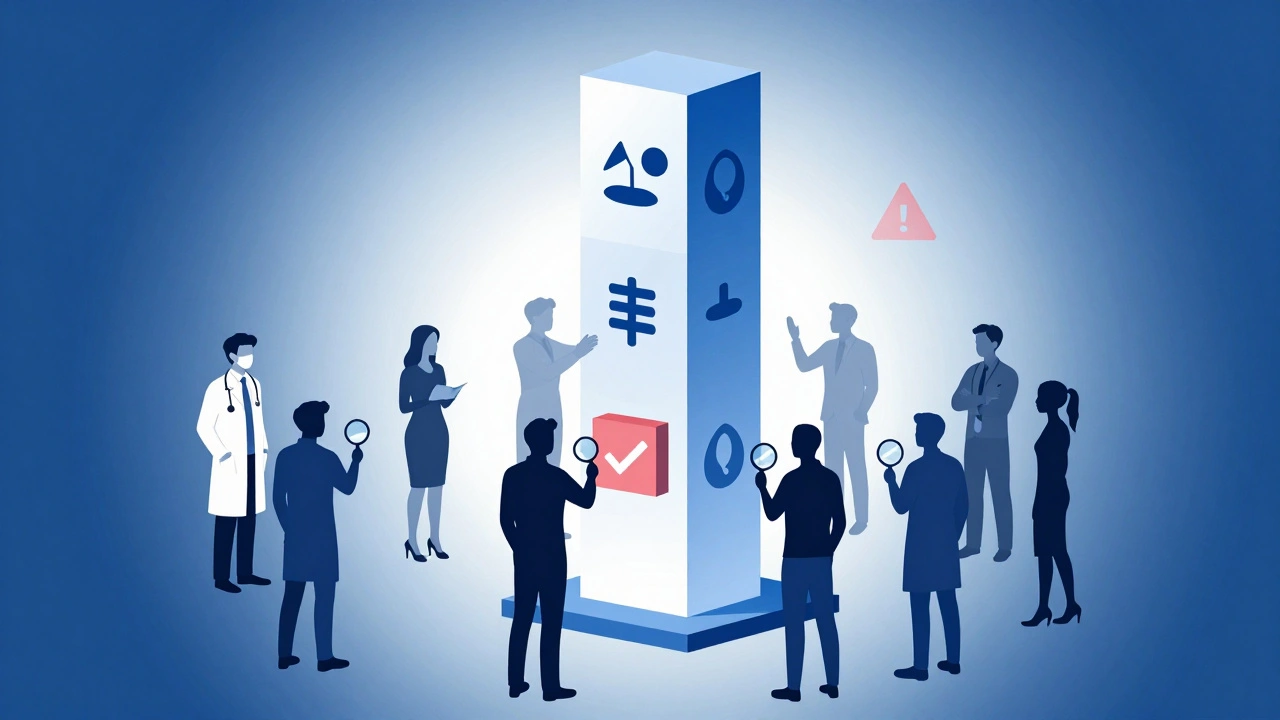 Abstract illustration of community verifying medical facts