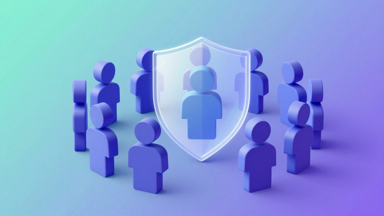 Abstract visualization of data anonymization and user protection.