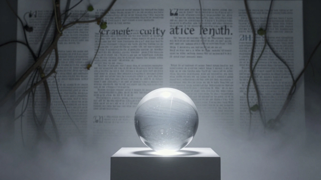 Clear crystal sphere vs foggy wall symbolizing clarity over length in articles