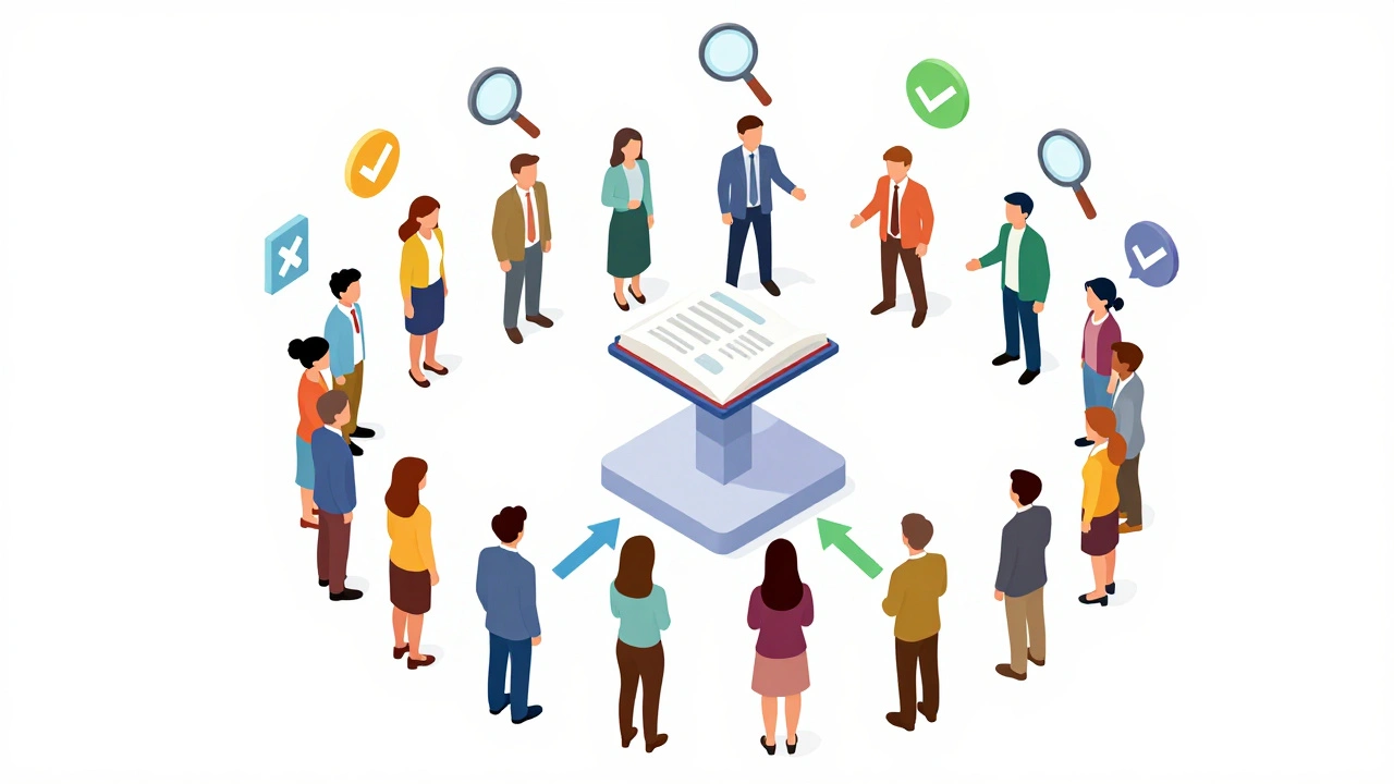Community governance circle with verification tools and consensus