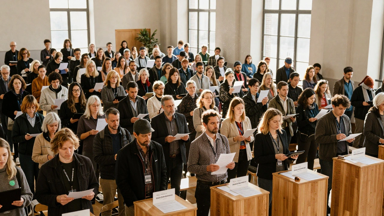 Community members voting in the annual Wikipedia Arbitration Committee election.