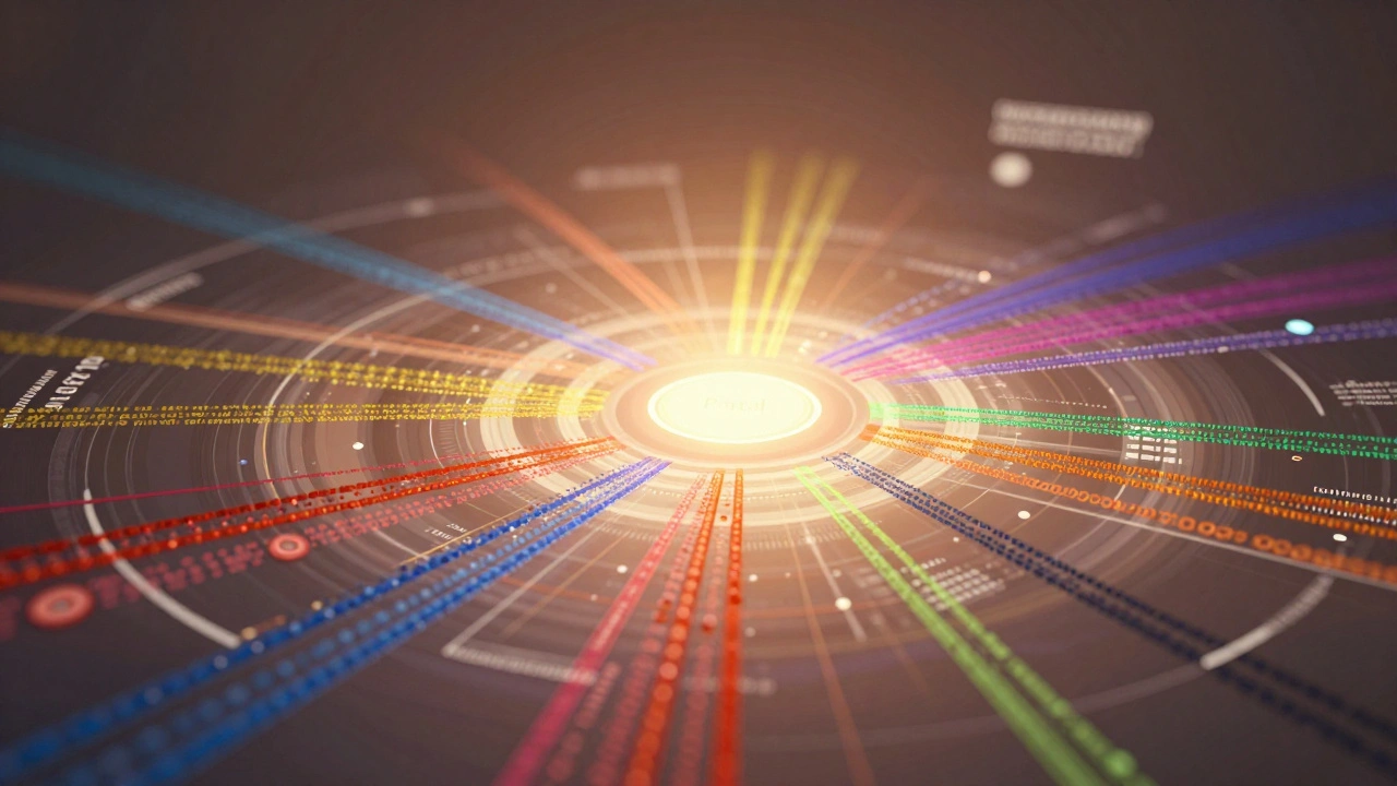Digital art of news portals aggregating story streams into a hub