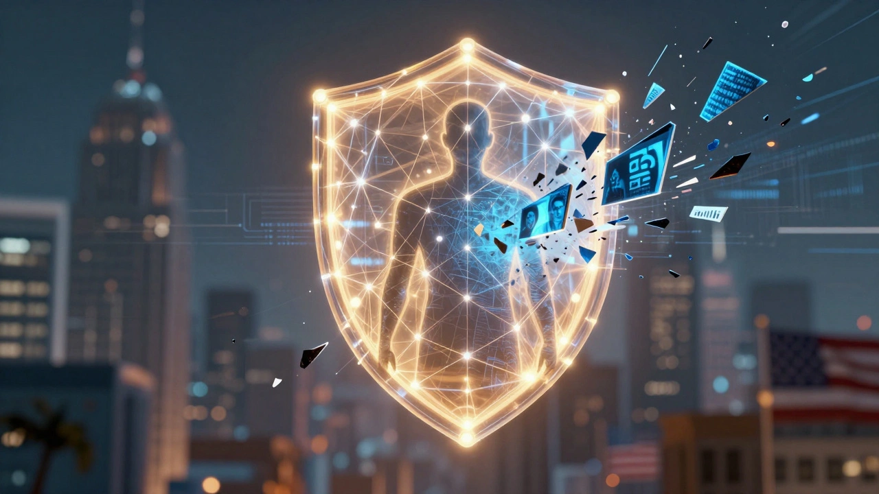 Digital shield protecting a person from AI-generated misinformation and deepfakes