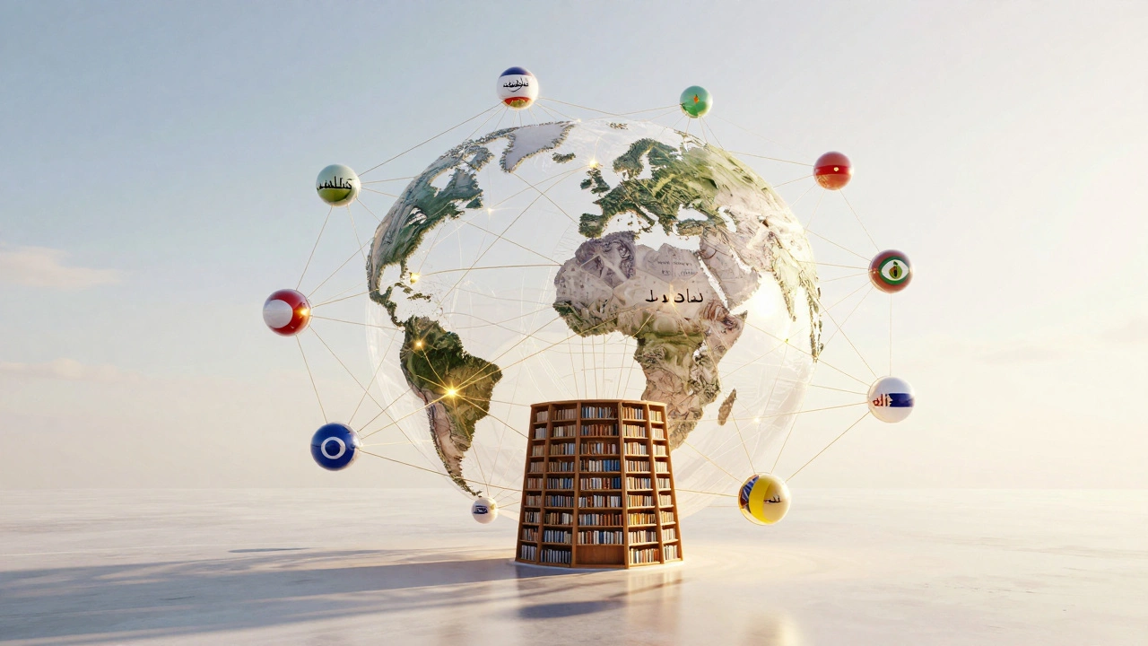 Global network connecting diverse languages and cultures
