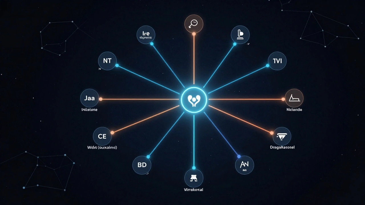 Glowing nodes and connections visualizing a semantic knowledge graph