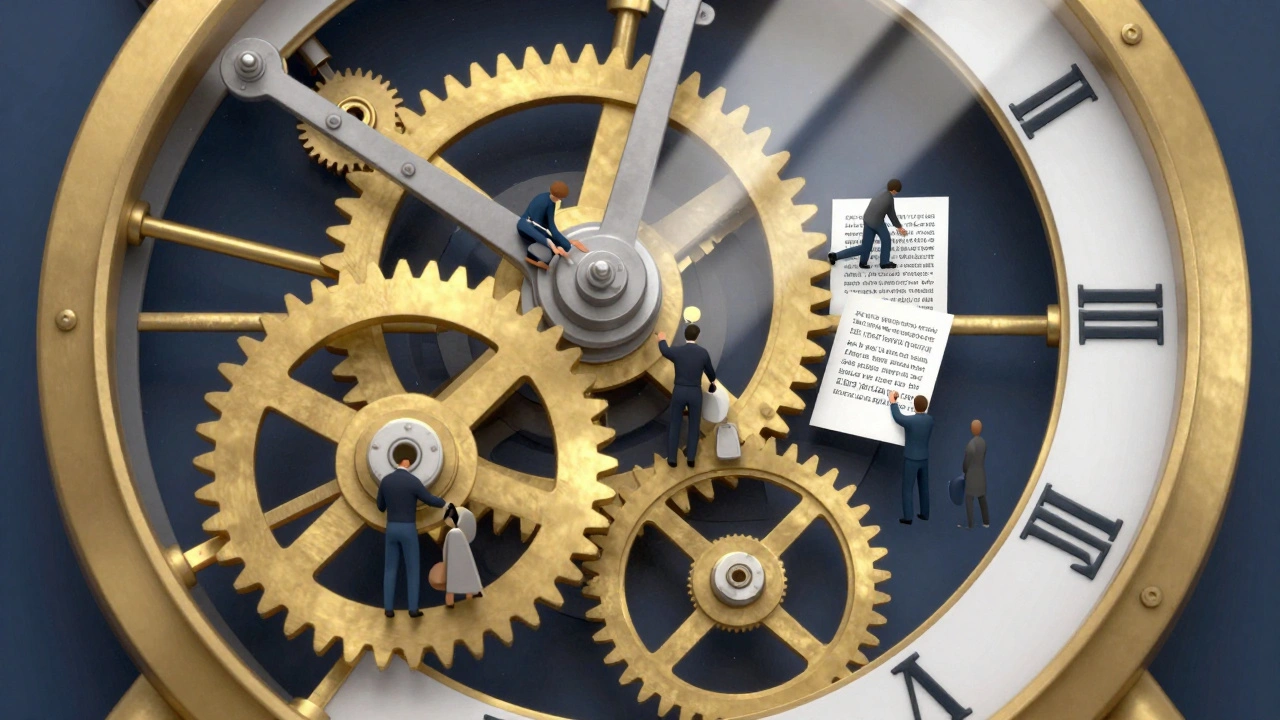 Golden gears showing human editors and bots maintaining accuracy.