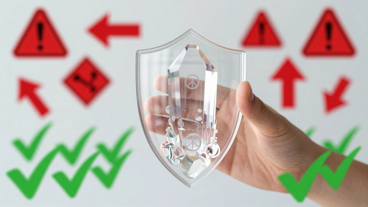 Hand protecting an article with a shield against chaotic warnings
