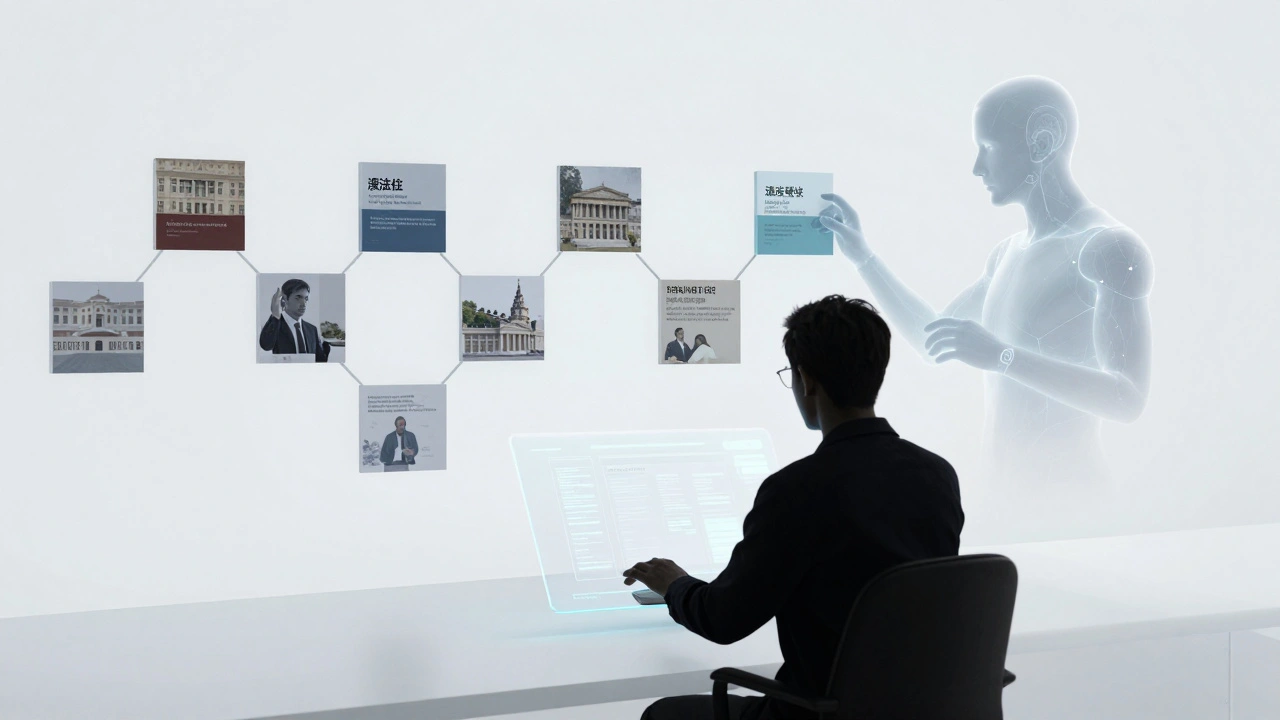Human editor and AI collaborating on holographic data structures