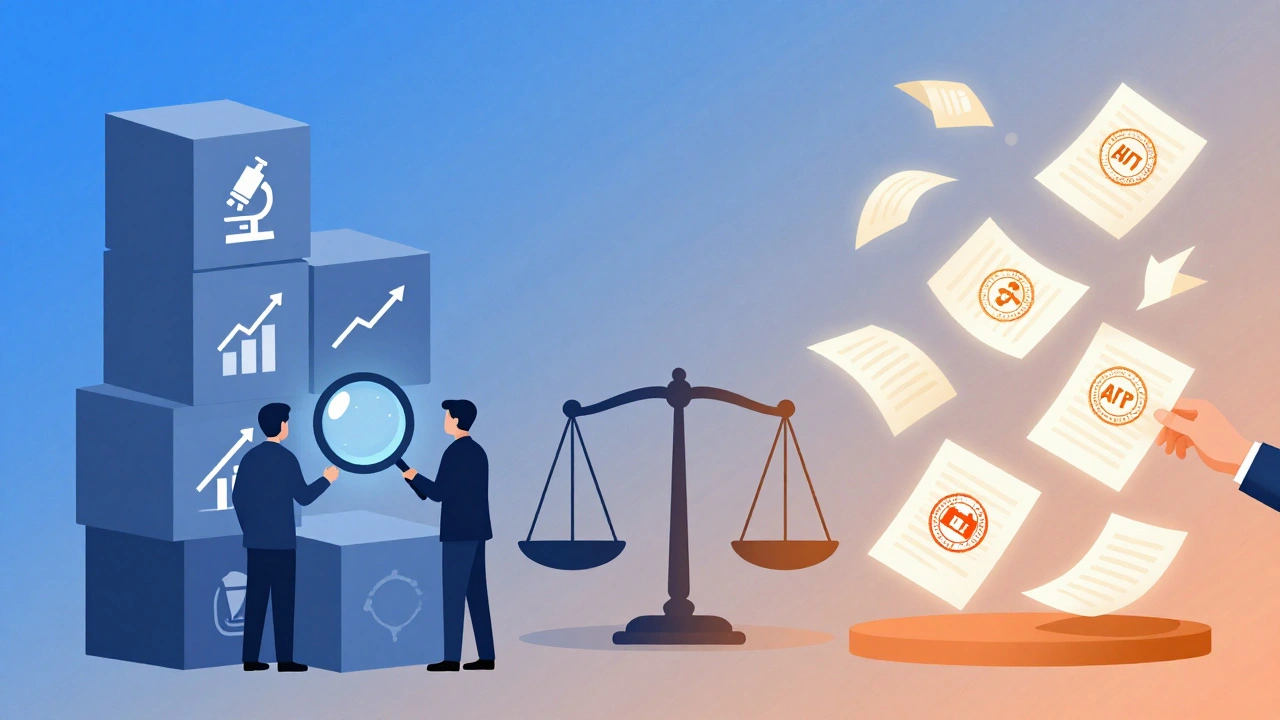 Illustration comparing peer review process with journalistic fact-checking