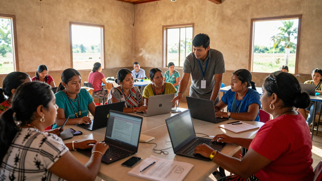 Local community members participating in a rural Wikipedia edit-a-thon