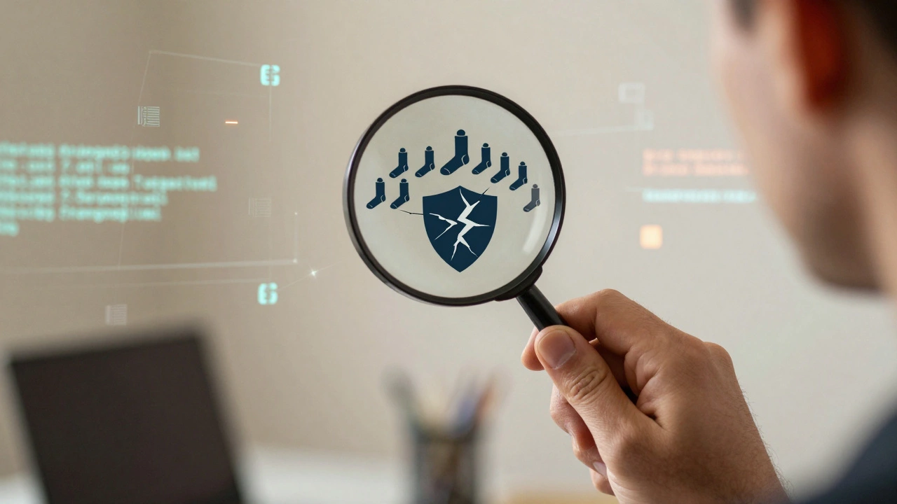 Magnifying glass revealing patterns in digital network for journalism