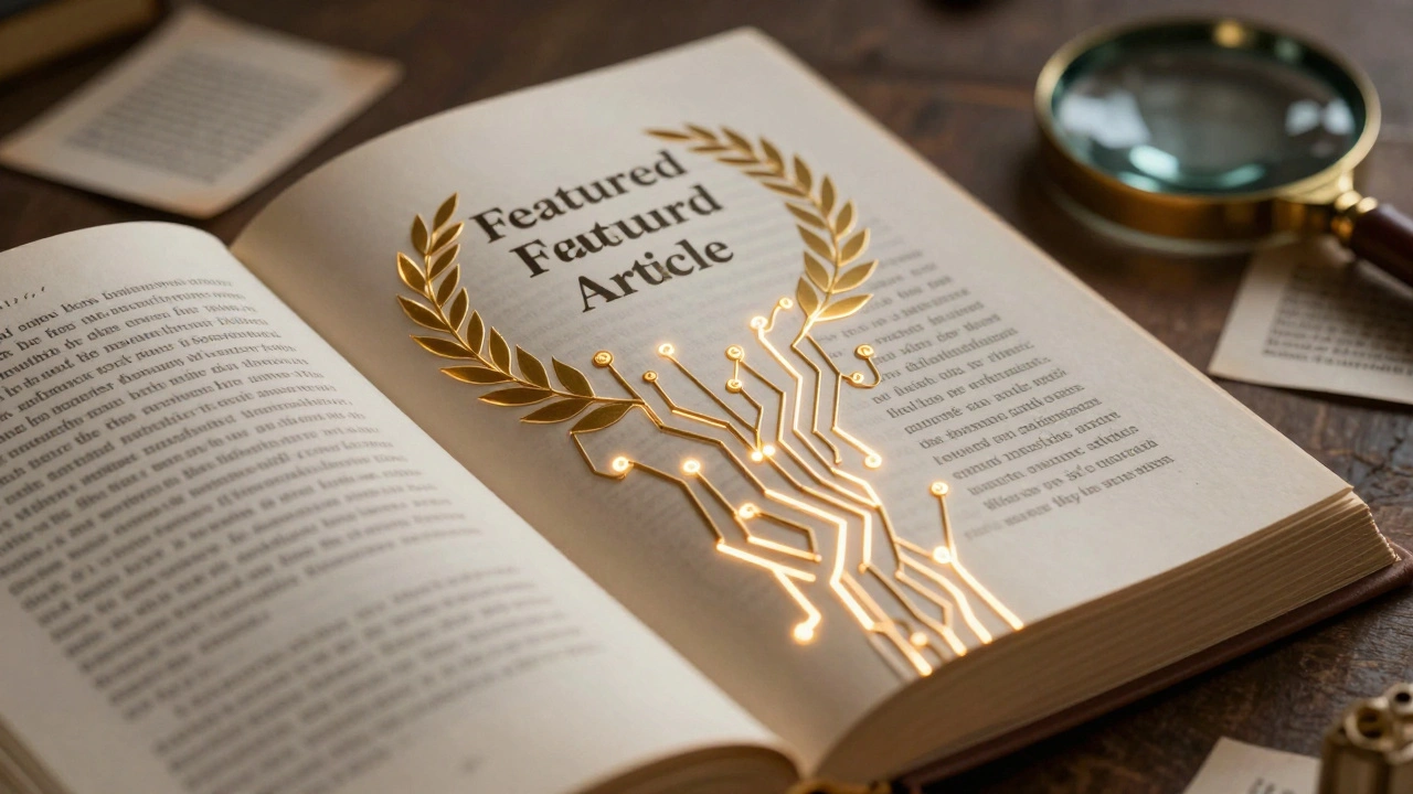 Open book with glowing circuits forming a golden laurel wreath