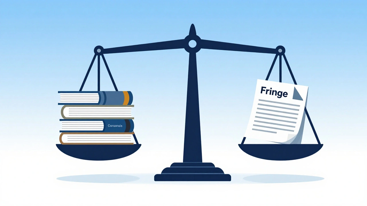 Scale weighing majority consensus against fringe views