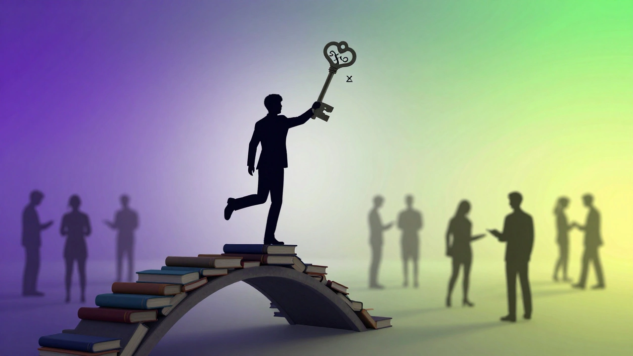 Silhouette stepping from heavy keys to open collaborative field