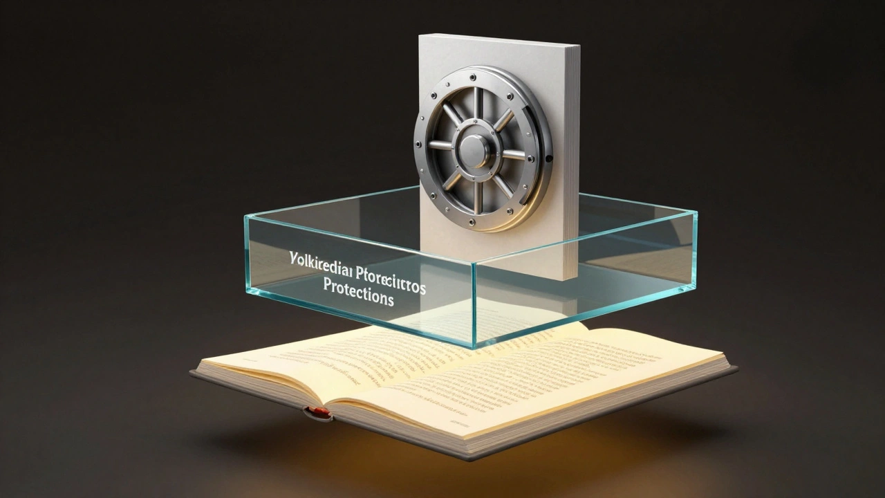 Three layered digital documents showing increasing levels of security and protection.
