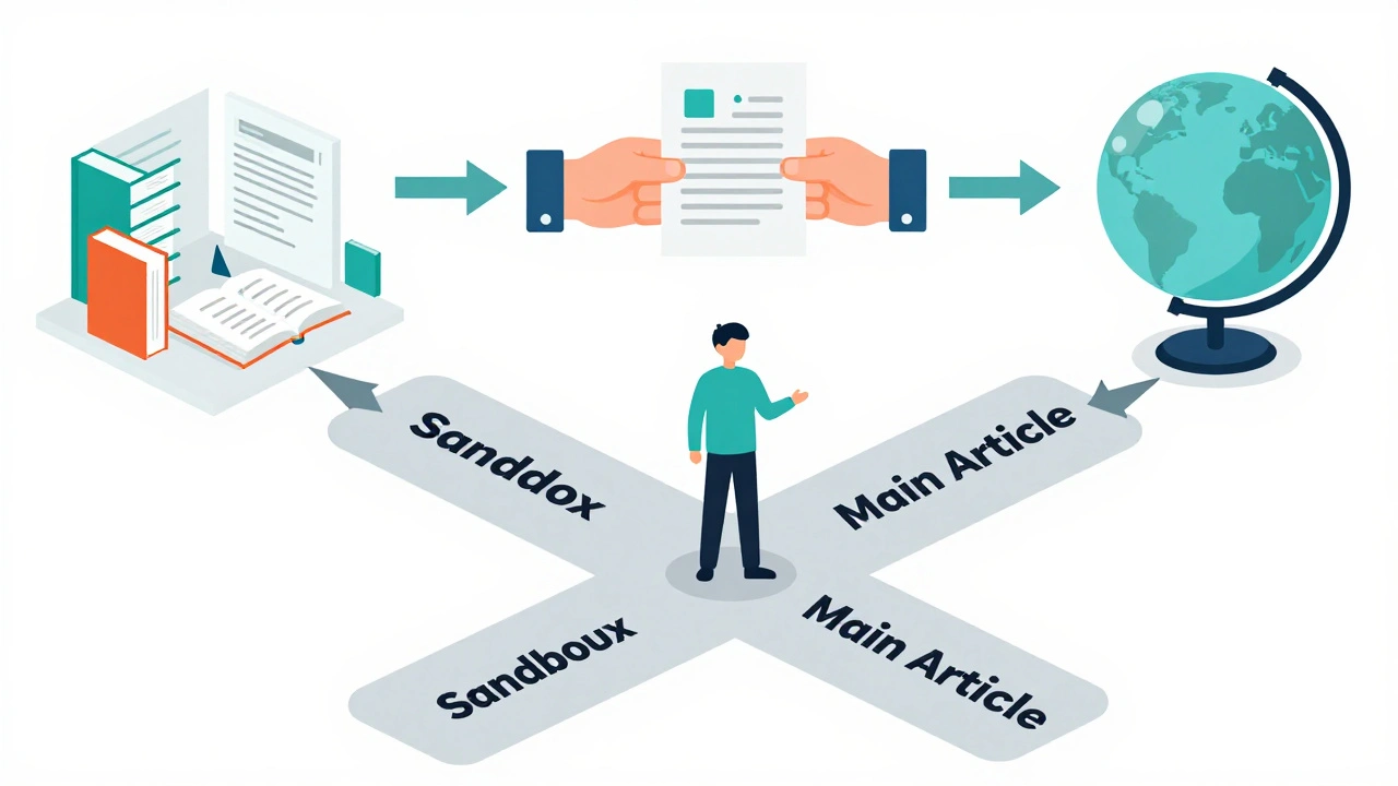 Vector diagram showing the steps of researching and editing Wikipedia articles
