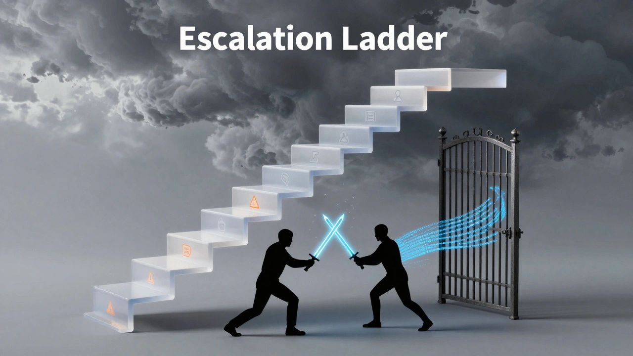 Visual metaphor for escalation ladder of bans