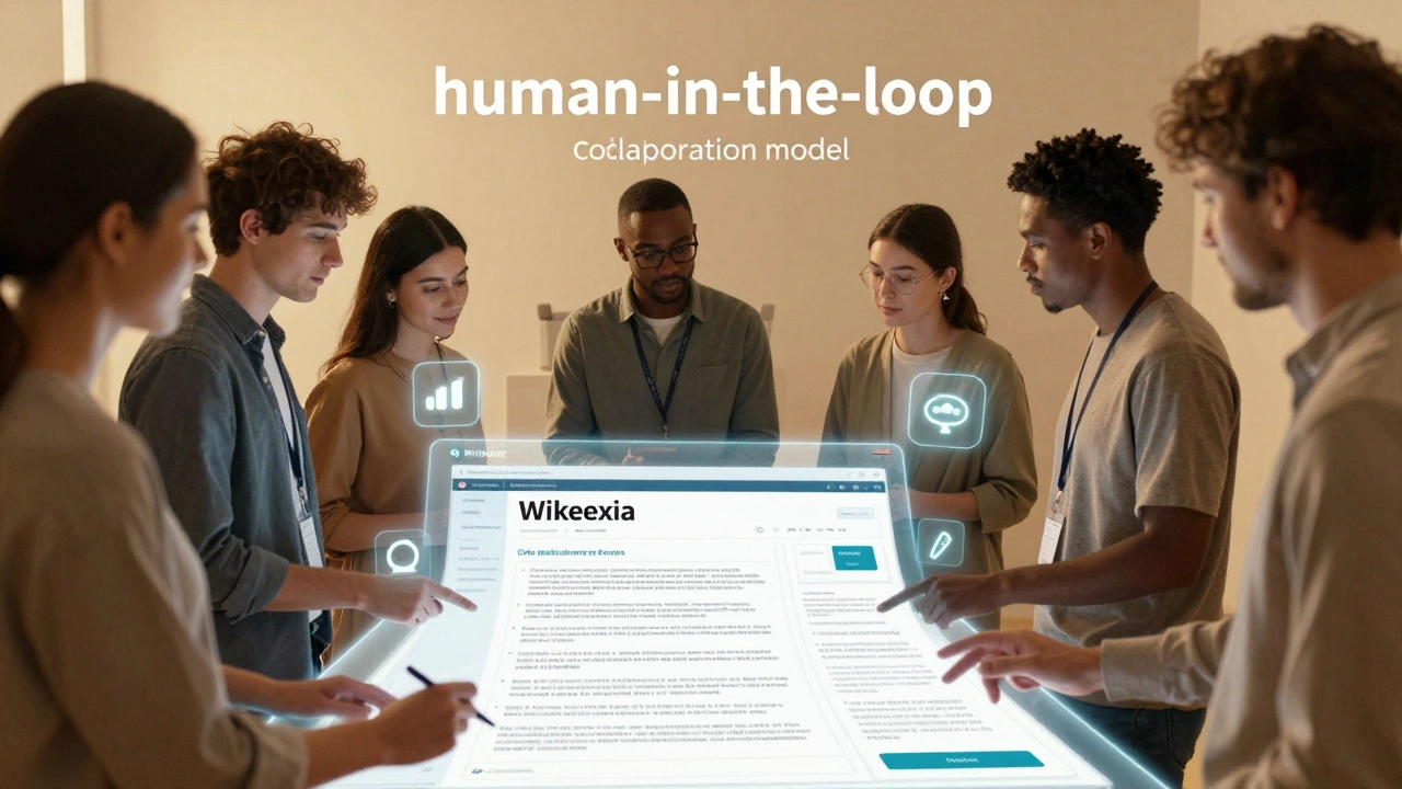 Volunteers reviewing AI suggestions for Wikipedia edits