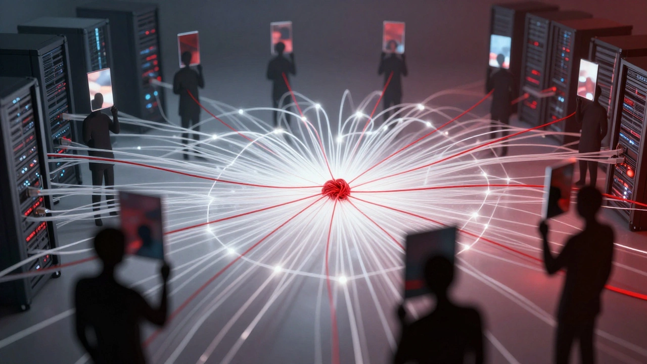 Abstract web showing spread of online misinformation