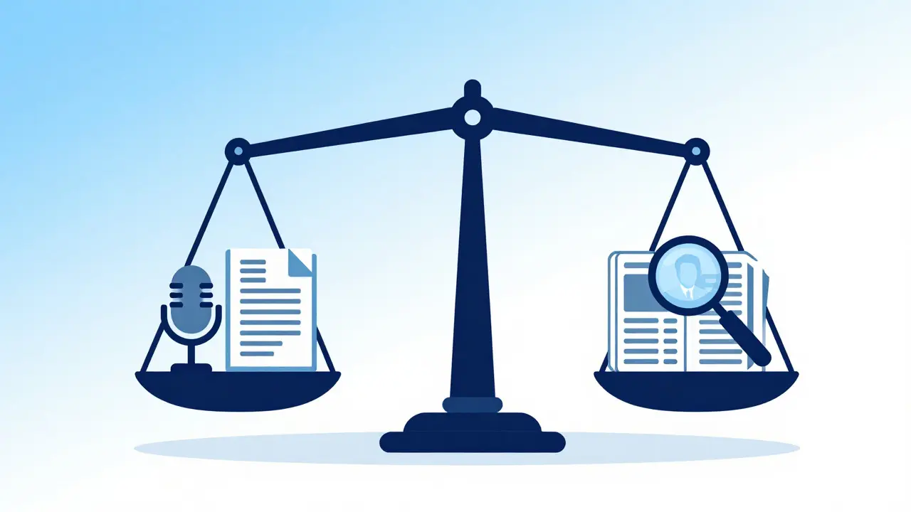 A balanced scale showing icons for primary and secondary sources