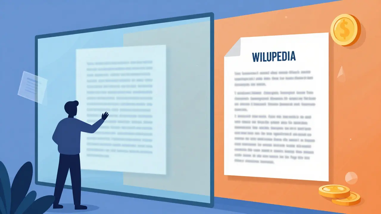 A conceptual image showing a glass wall blocking access to digital documents, representing paywalls