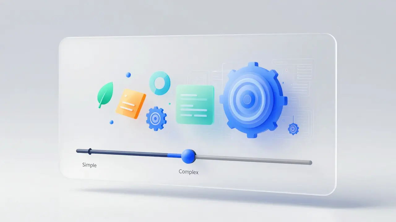 A futuristic interface slider transforming simple graphics into complex data structures