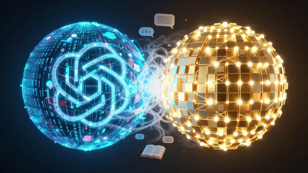 Abstract art showing merging digital chaos and structured data grids