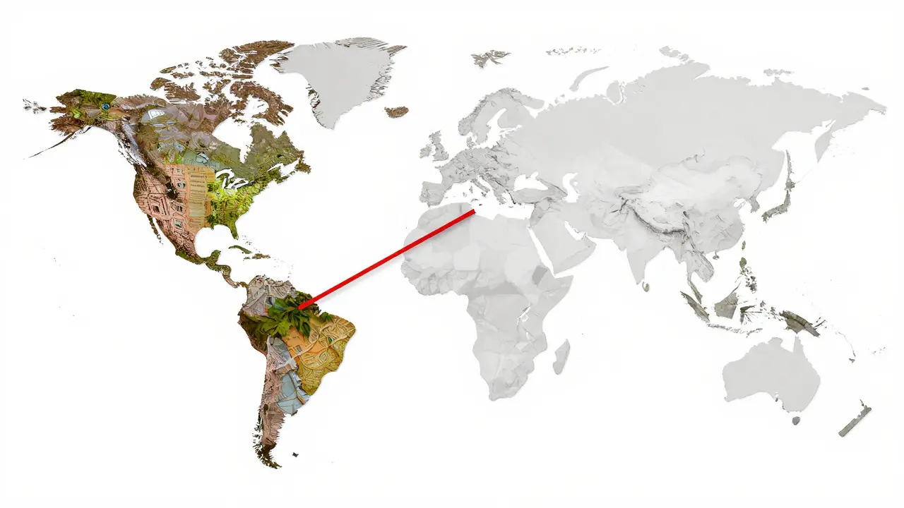 Abstract globe illustration showing uneven distribution of detailed content across continents