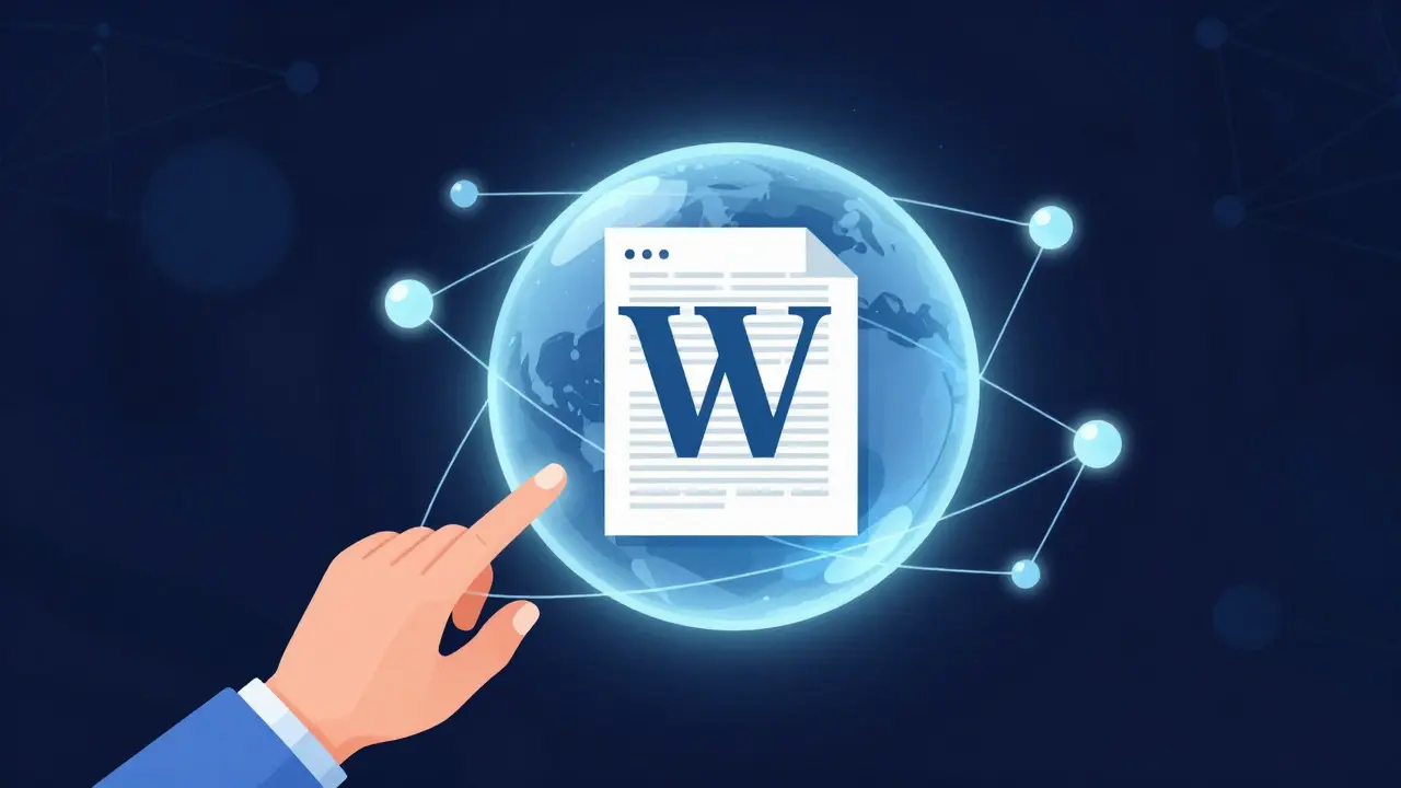 Abstract illustration of a glowing knowledge network being touched by a student's hand