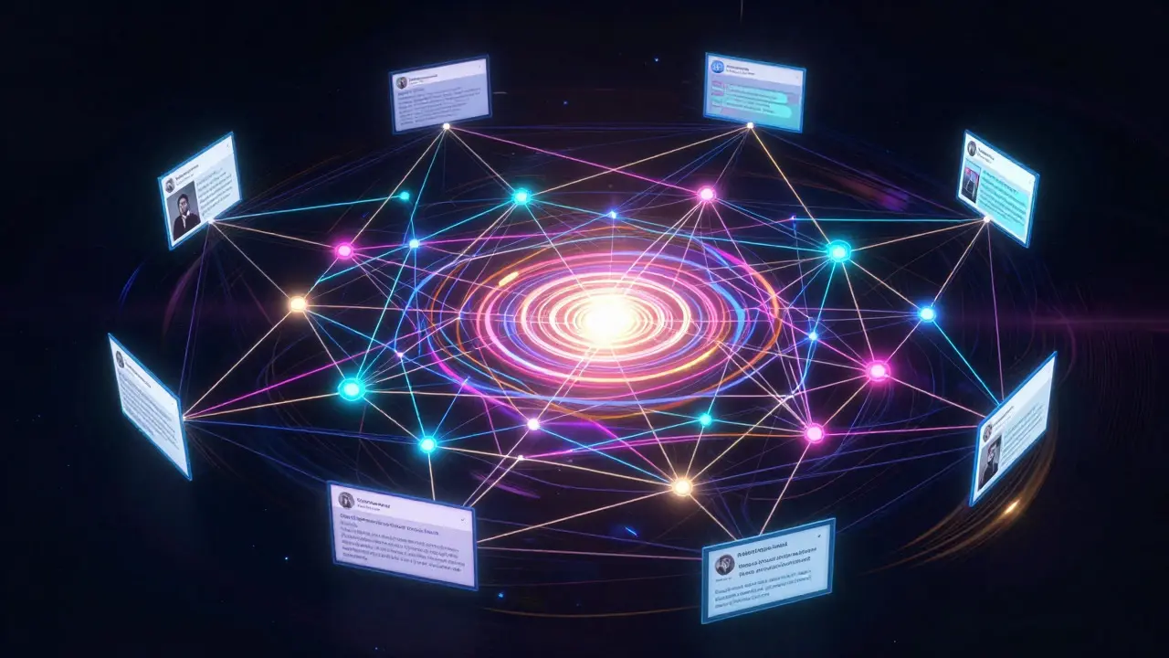 Abstract illustration of a glowing network representing real-time data flow