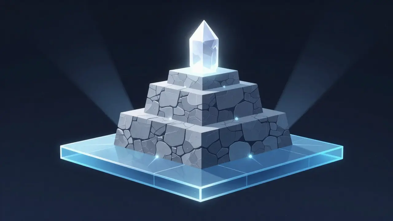 Abstract illustration of a three-tiered pyramid representing hierarchical oversight levels