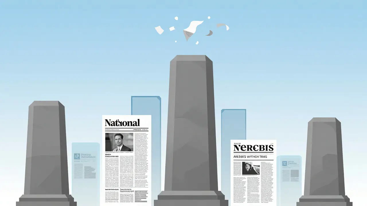 Abstract illustration showing strong stone pillars vs fading paper scraps