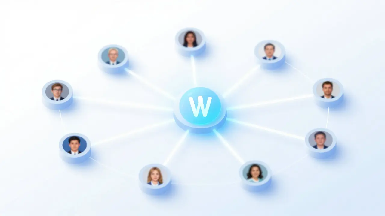 Abstract network diagram illustrating connections between Wikipedia editors