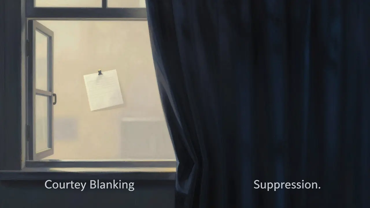 An artistic contrast between an open window and a closed blackout curtain