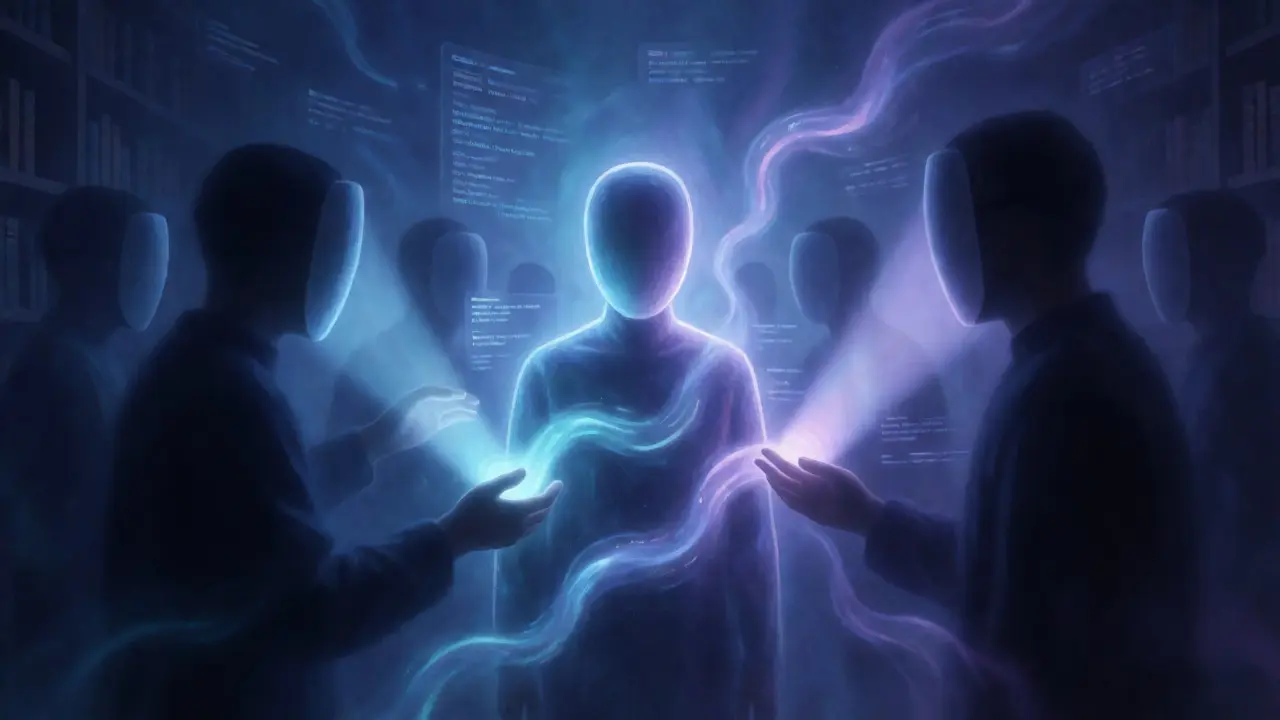 Anonymous avatars connecting in a digital library representing privacy