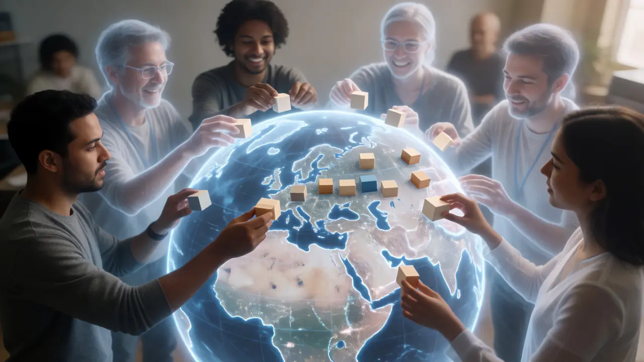Collaborative community editing process adding verified facts to a global model
