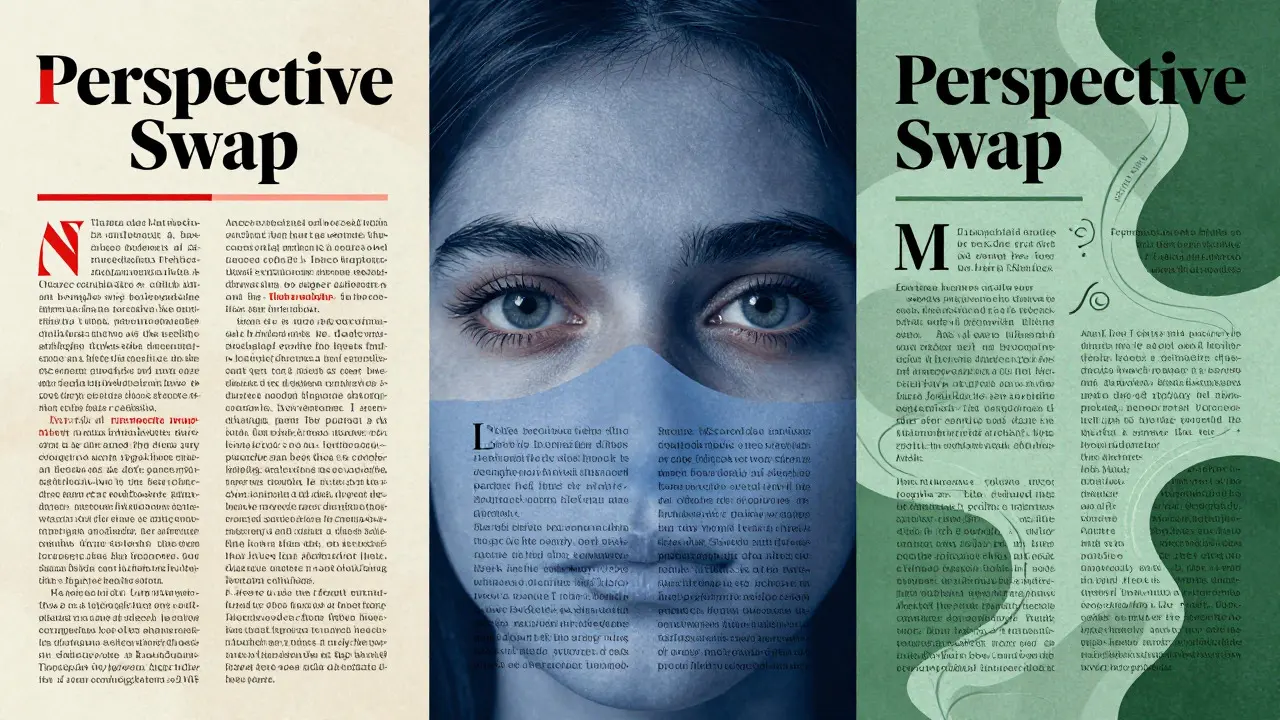 Collage of three colored panels representing different language versions of an article
