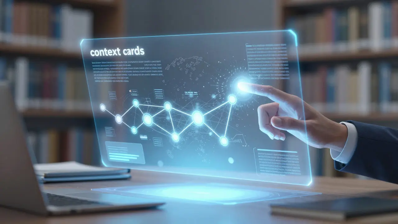 Conceptual art of a journalist interacting with a glowing digital timeline interface