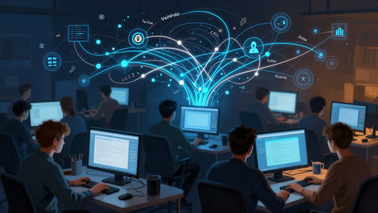 Conceptual art of editors managing data flows during a crisis
