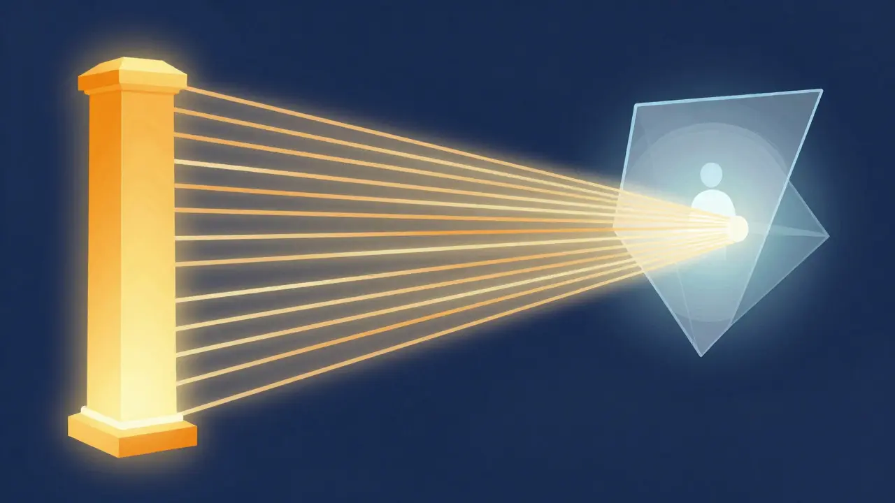 Conceptual diagram showing light flowing from primary to secondary sources
