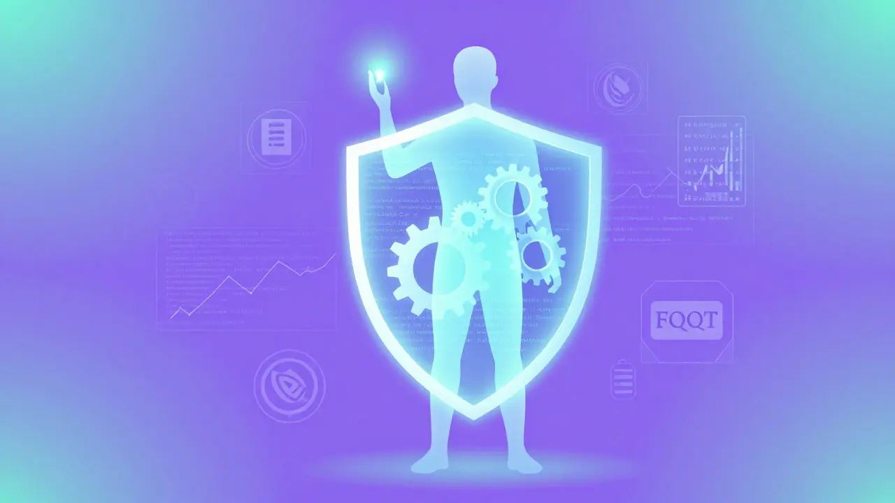 Digital art showing a transparent figure surrounded by financial symbols, representing conflict of interest disclosure.