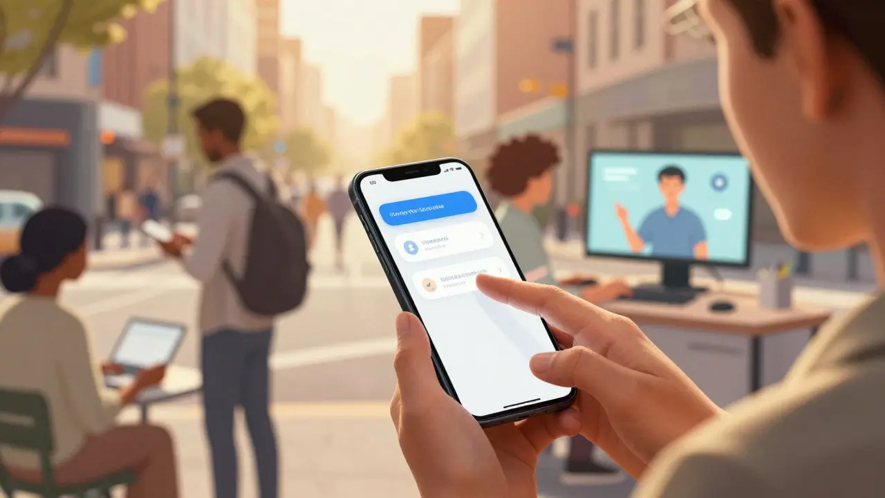 Diverse users on mobile and desktop devices engaging with subtle, non-intrusive donation prompts.