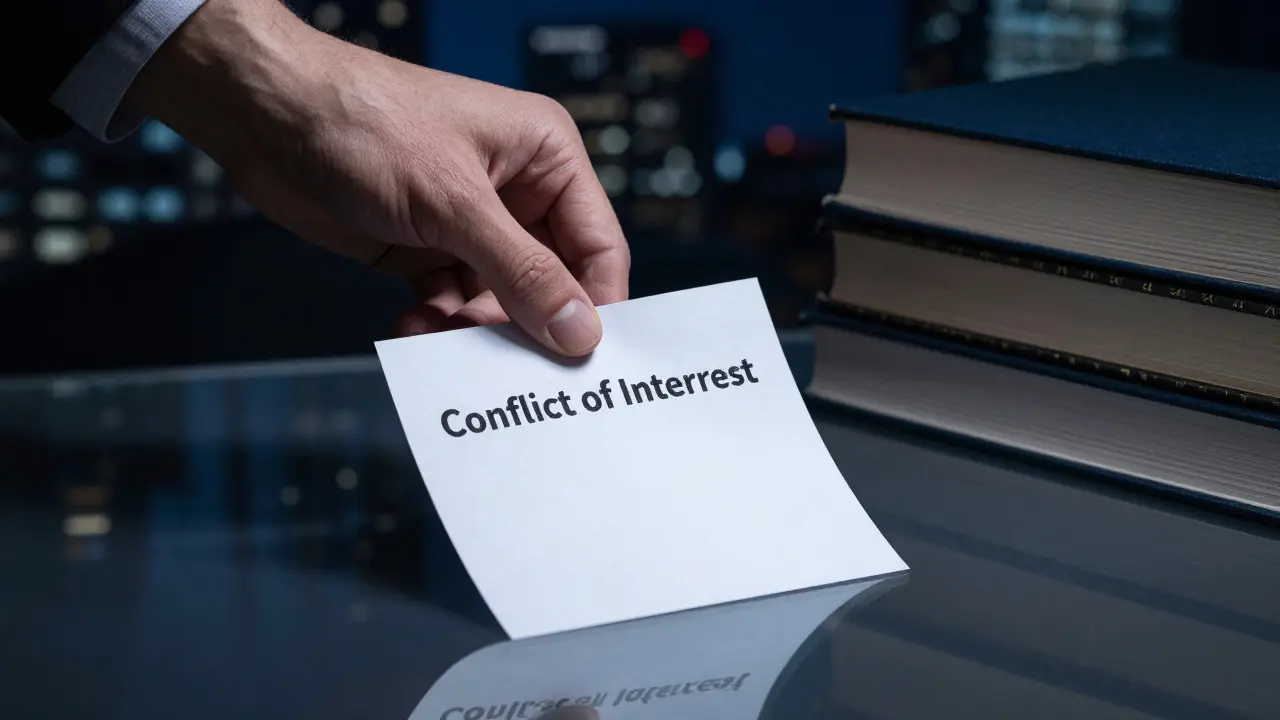 Hand placing a blank note on glass near stacked academic books