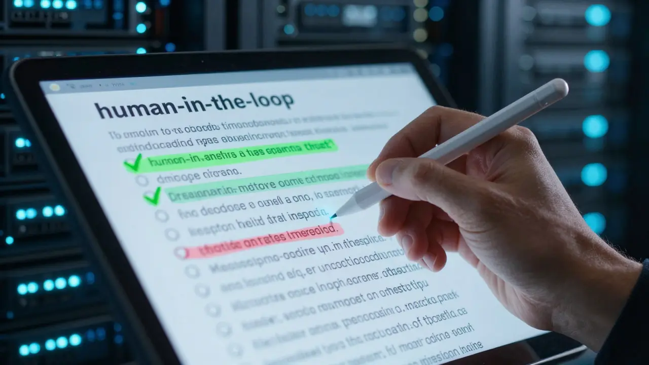 Hand using a stylus to review AI-translated text on a digital overlay