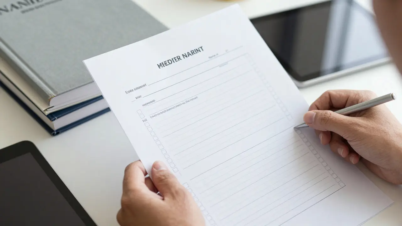 Hands holding a research checklist next to academic journals