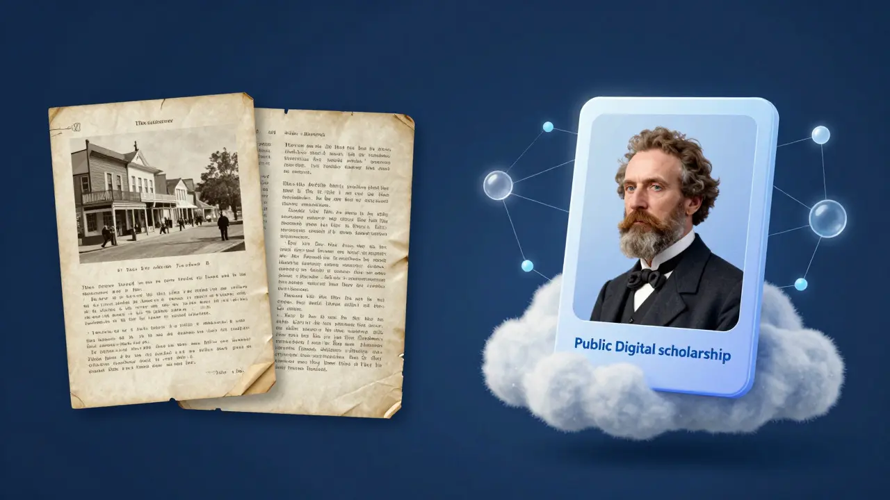 Illustration connecting local historical archives with digital profiles