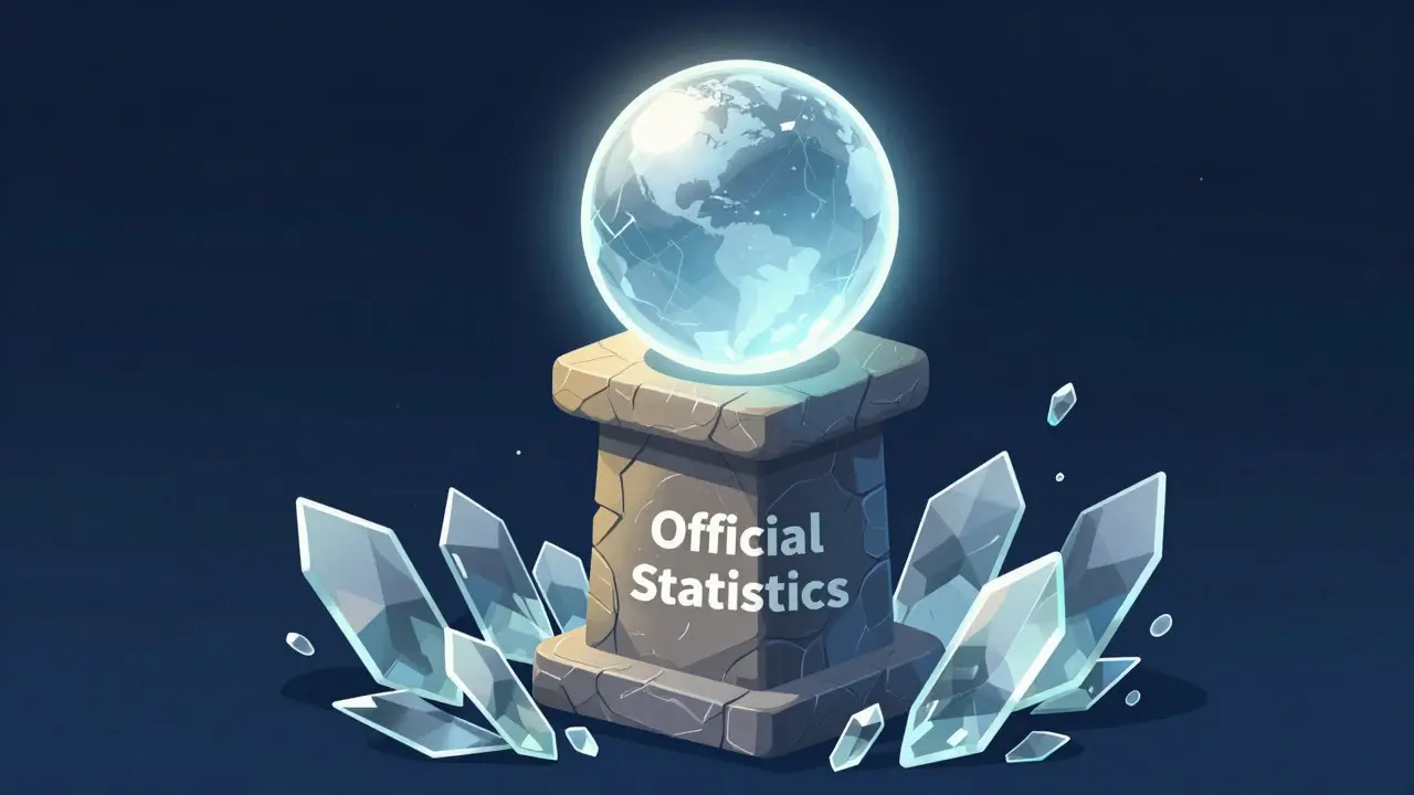Illustration showing official statistics as a stable foundation for verified facts