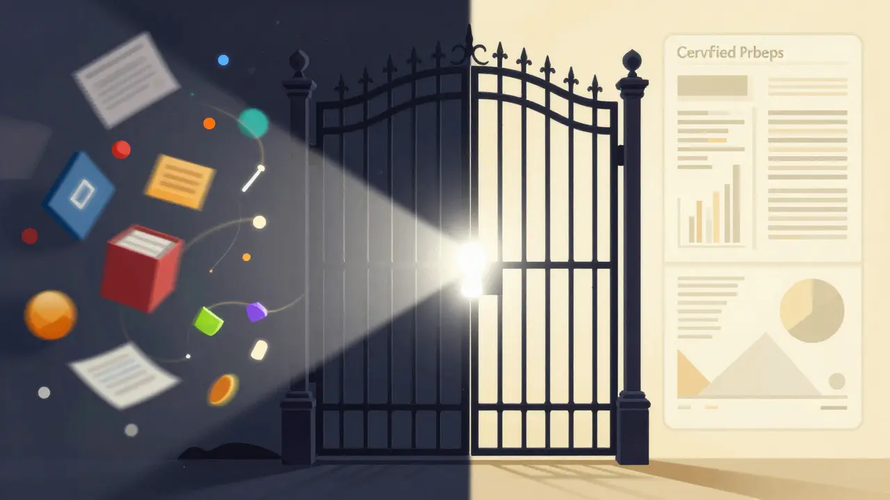 Metaphorical gate separating chaotic myths from verified science